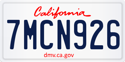 CA license plate 7MCN926