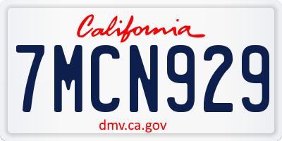 CA license plate 7MCN929