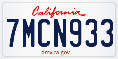 CA license plate 7MCN933