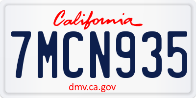 CA license plate 7MCN935