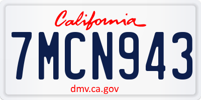 CA license plate 7MCN943