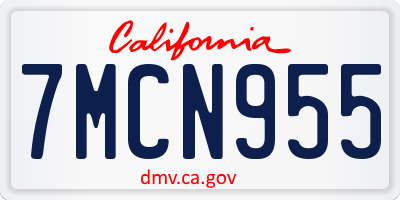 CA license plate 7MCN955