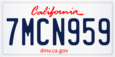 CA license plate 7MCN959