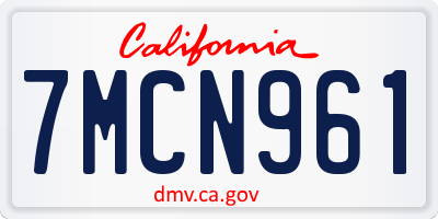 CA license plate 7MCN961