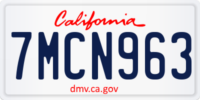CA license plate 7MCN963