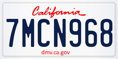 CA license plate 7MCN968
