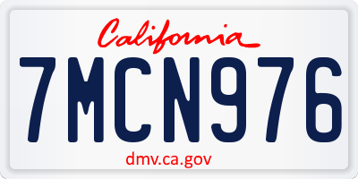 CA license plate 7MCN976