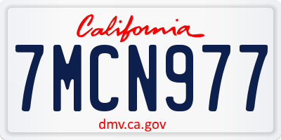 CA license plate 7MCN977