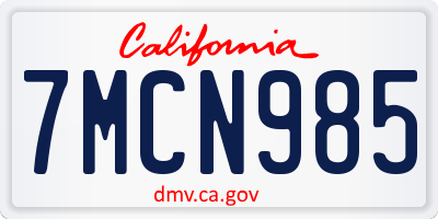 CA license plate 7MCN985