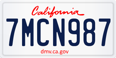 CA license plate 7MCN987