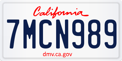 CA license plate 7MCN989
