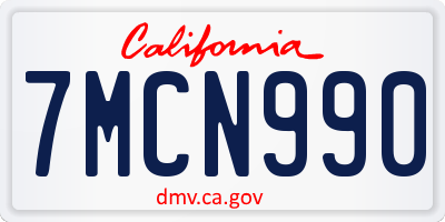 CA license plate 7MCN990