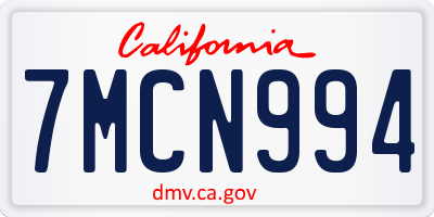 CA license plate 7MCN994