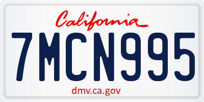 CA license plate 7MCN995