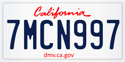 CA license plate 7MCN997
