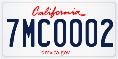 CA license plate 7MCO002