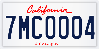 CA license plate 7MCO004