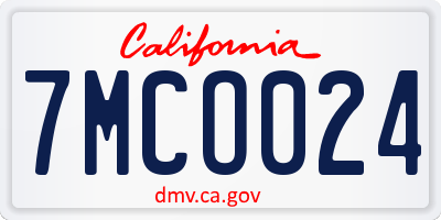 CA license plate 7MCO024