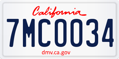 CA license plate 7MCO034