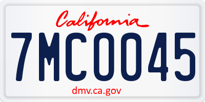 CA license plate 7MCO045