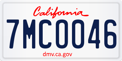 CA license plate 7MCO046