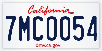 CA license plate 7MCO054