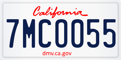 CA license plate 7MCO055