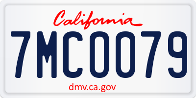 CA license plate 7MCO079