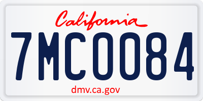 CA license plate 7MCO084