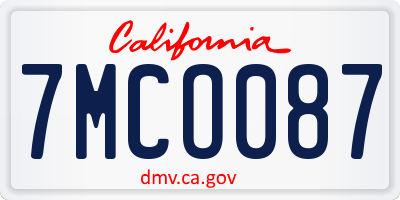 CA license plate 7MCO087