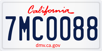 CA license plate 7MCO088