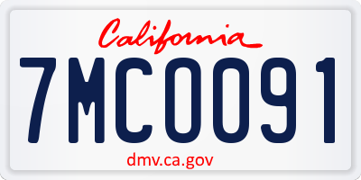 CA license plate 7MCO091