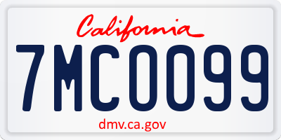 CA license plate 7MCO099