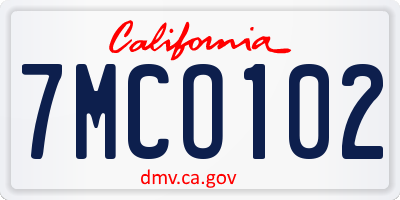 CA license plate 7MCO102