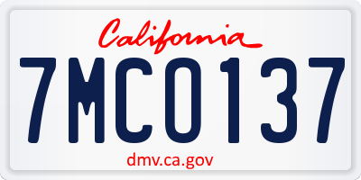 CA license plate 7MCO137