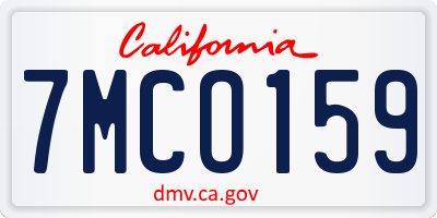 CA license plate 7MCO159