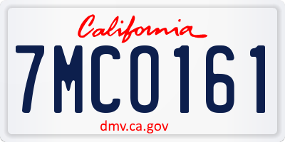 CA license plate 7MCO161