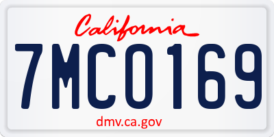 CA license plate 7MCO169