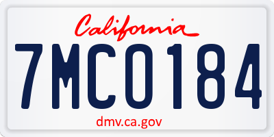 CA license plate 7MCO184