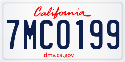 CA license plate 7MCO199