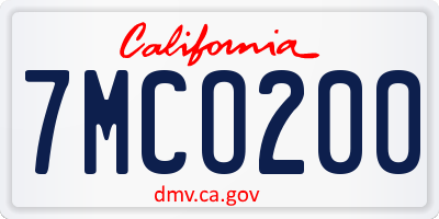 CA license plate 7MCO200