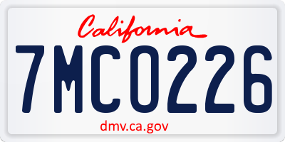 CA license plate 7MCO226