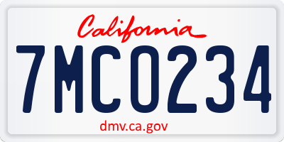 CA license plate 7MCO234