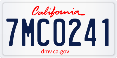 CA license plate 7MCO241