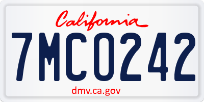 CA license plate 7MCO242