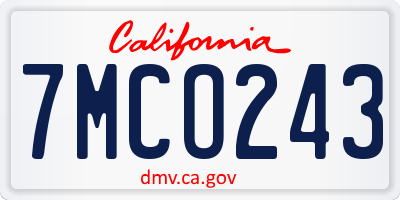 CA license plate 7MCO243