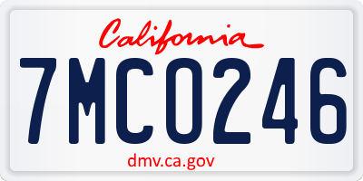 CA license plate 7MCO246