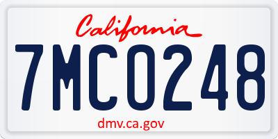CA license plate 7MCO248