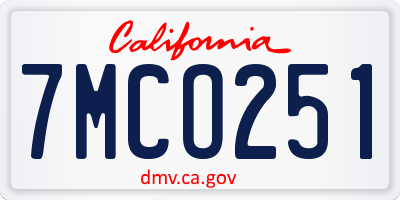 CA license plate 7MCO251