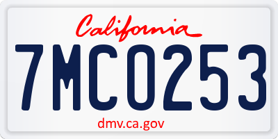 CA license plate 7MCO253